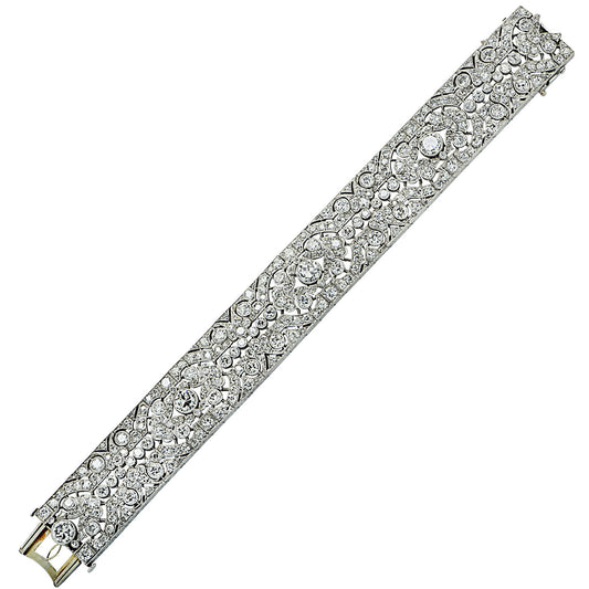 Art Deco Platinum Diamond Bracelet laid out front view