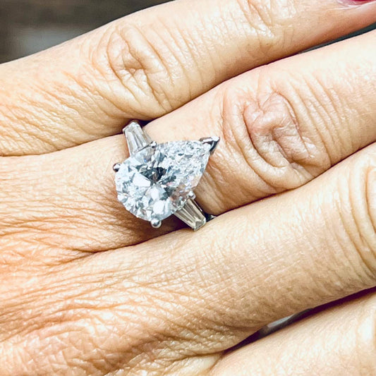 1980s Platinum Diamond Ring worn on hand