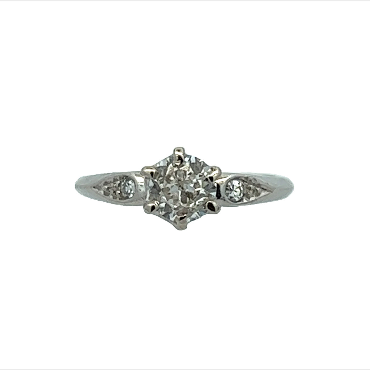 Art Deco Platinum Diamond Ring front view