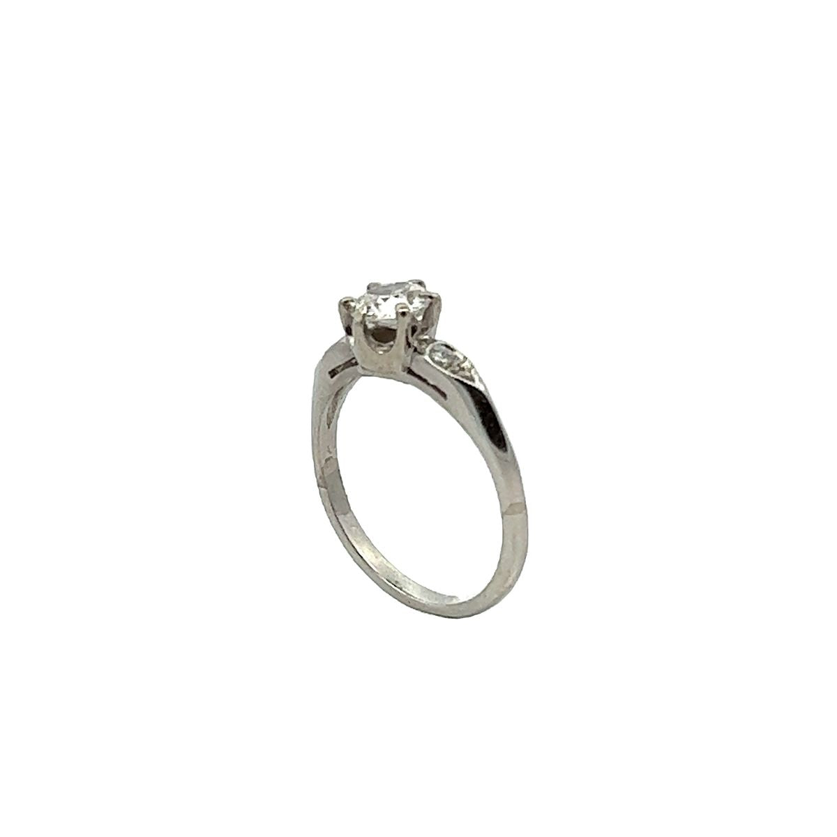 Art Deco Platinum Diamond Ring vertical side view