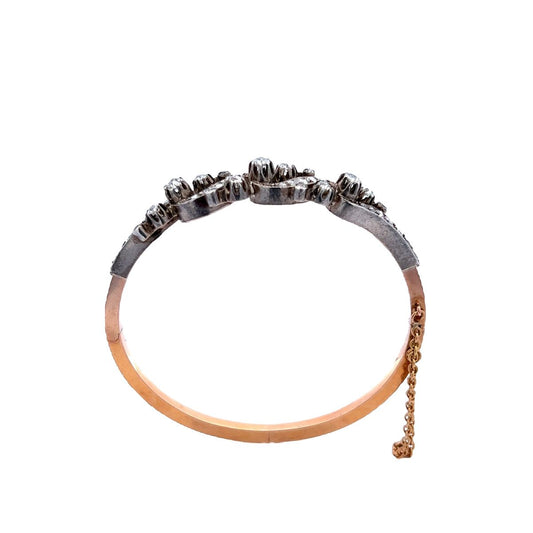 French Victorian Silver & Yellow Gold Diamond Bracelet