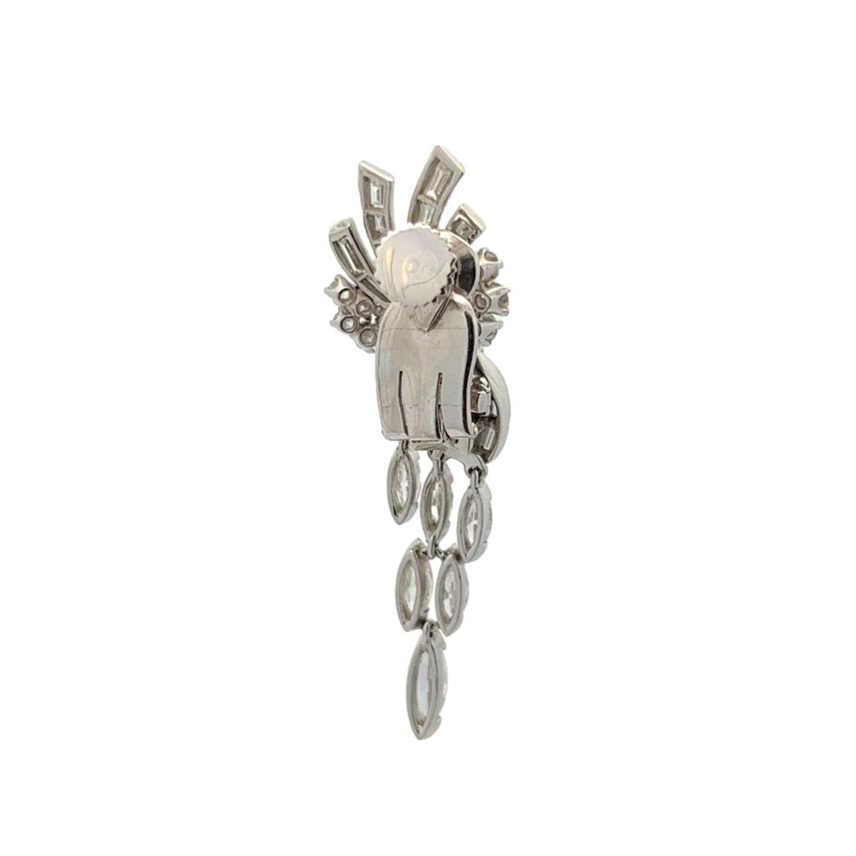 1950s Platinum Diamond Earrings back view
