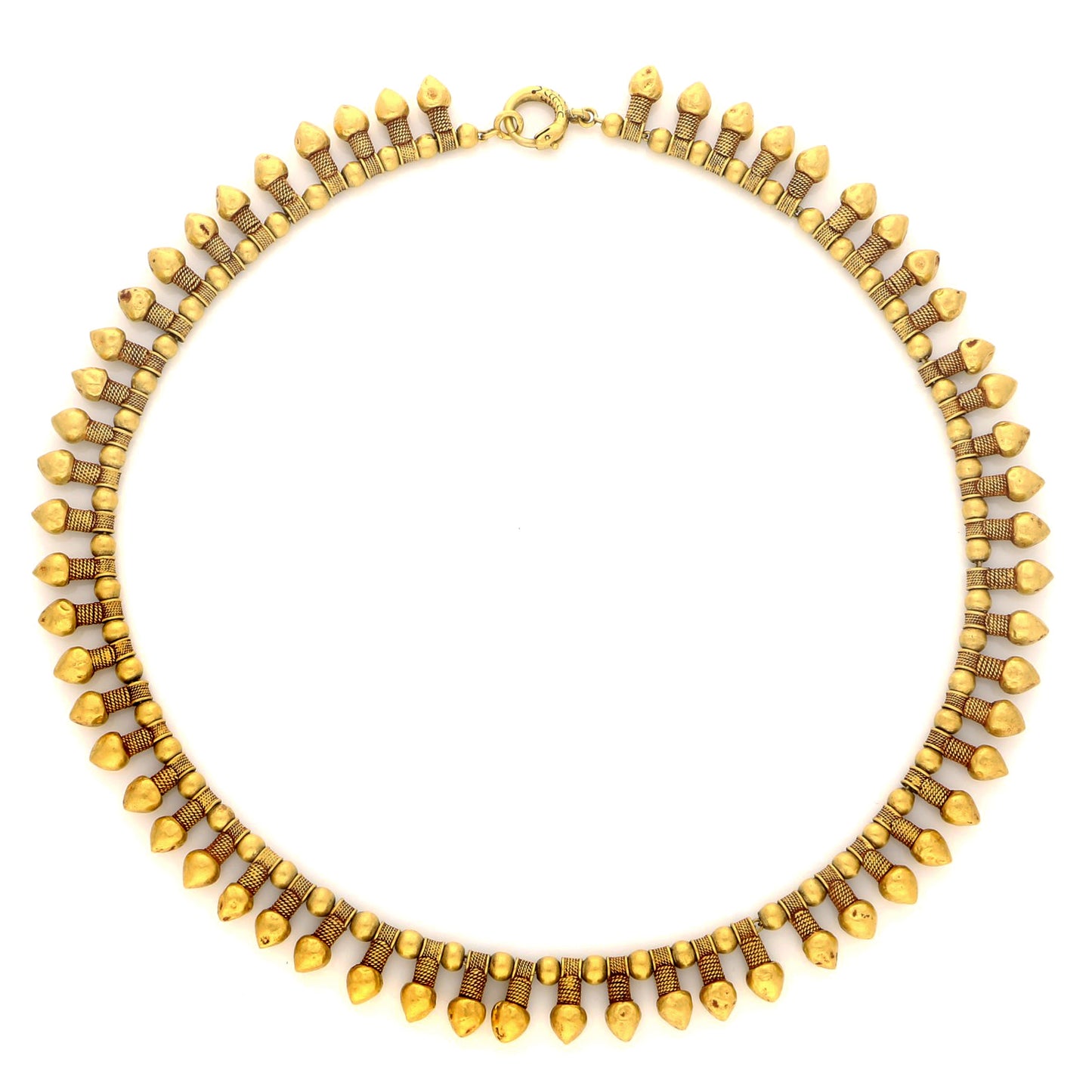 Wièse French Victorian 18KT Yellow Gold Fringe Necklace front view