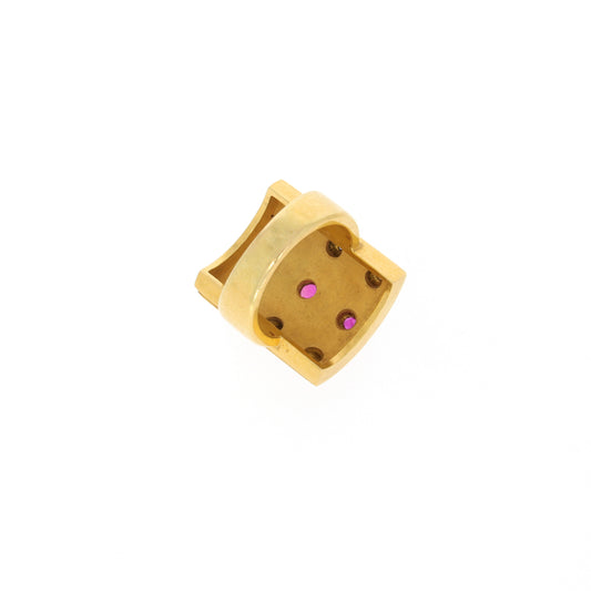Elisabeth Treskow German 1940s 18KT Yellow Gold Ruby & Sapphire Granulation Ring back view