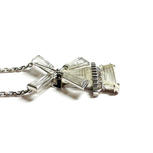 1970s Platinum Diamond Windmill Pendant profile