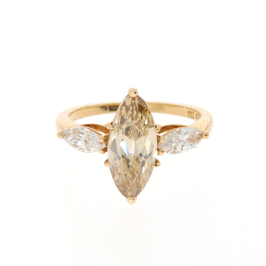 Post-1980s 18KT Yellow Gold Diamond Ring front