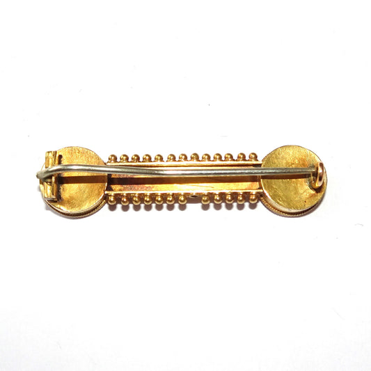 Italian Victorian 18KT Yellow Gold Glass Micromosaic "ROMA" Brooch back