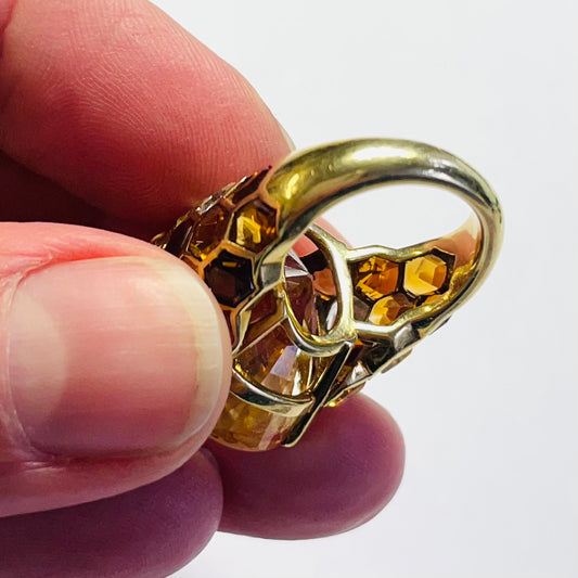 Suzanne Belperron French 1940s 18KT Yellow Gold Yellow Sapphire & Citrine Ring side