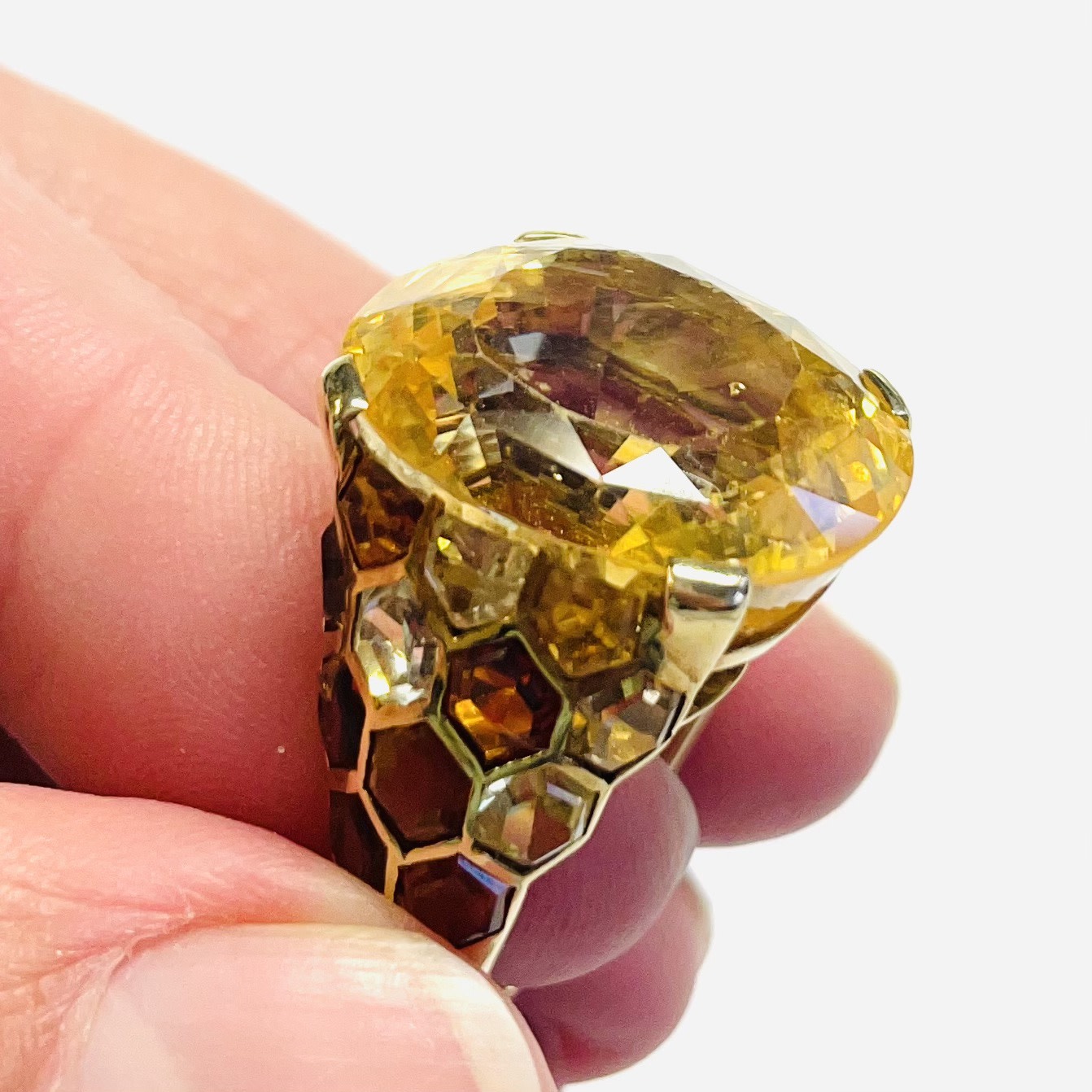 Suzanne Belperron French 1940s 18KT Yellow Gold Yellow Sapphire & Citrine Ring side
