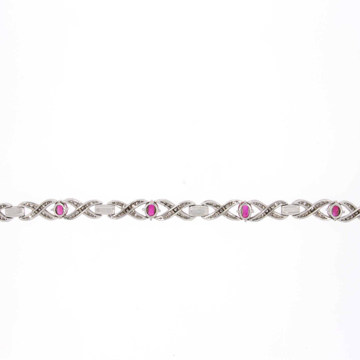 Koch 1950s Platinum Diamond & Ruby Bracelet back