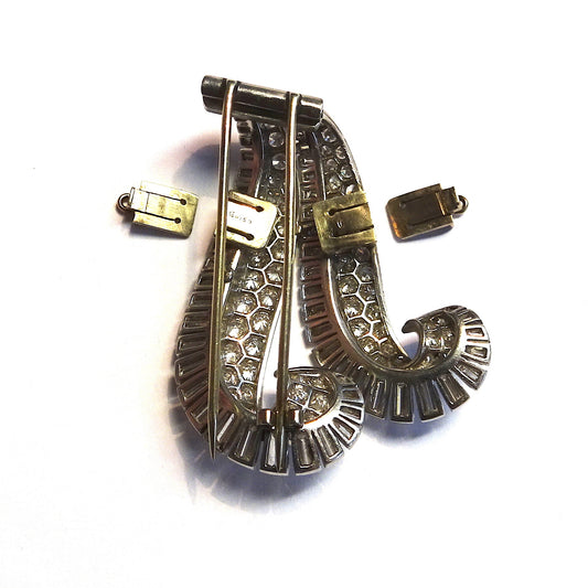 Ghiso 1940s Platinum Diamond Brooch back