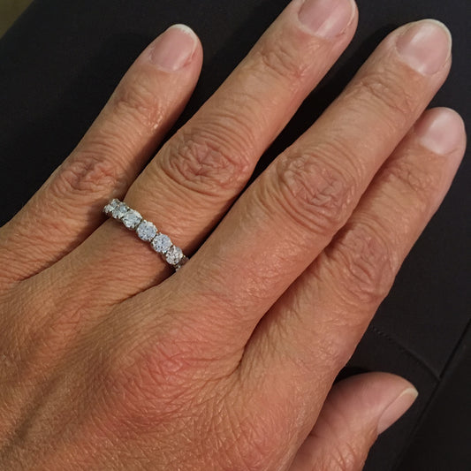 Post-1980s 18KT White Gold Diamond Ring on finger