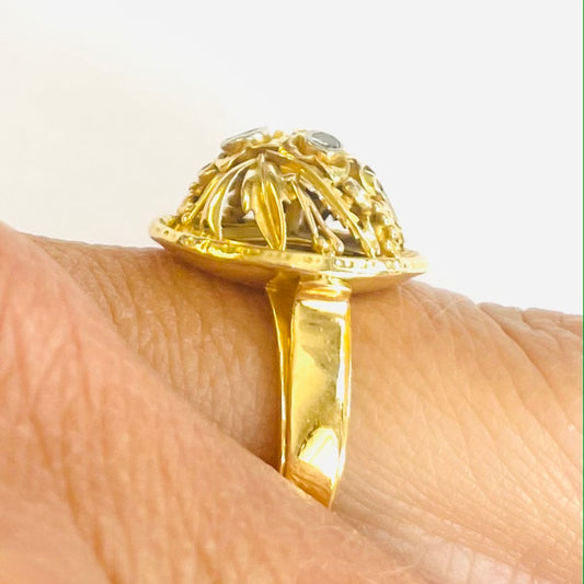 Wilm 1960s 14KT Yellow Gold Diamond Ring side