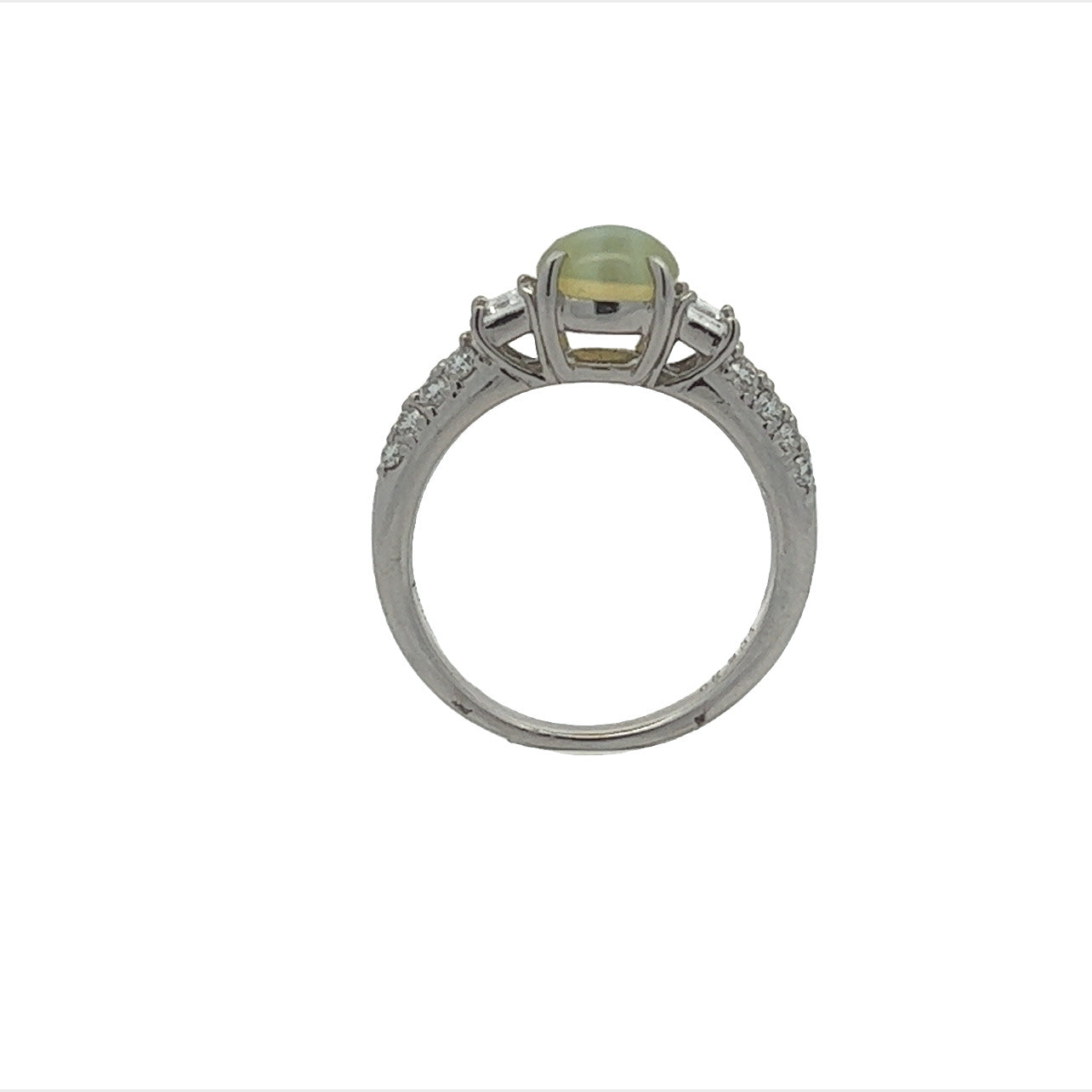 Post-1980s Platinum Chrysoberyl Cat's Eye & Diamond Ring profile