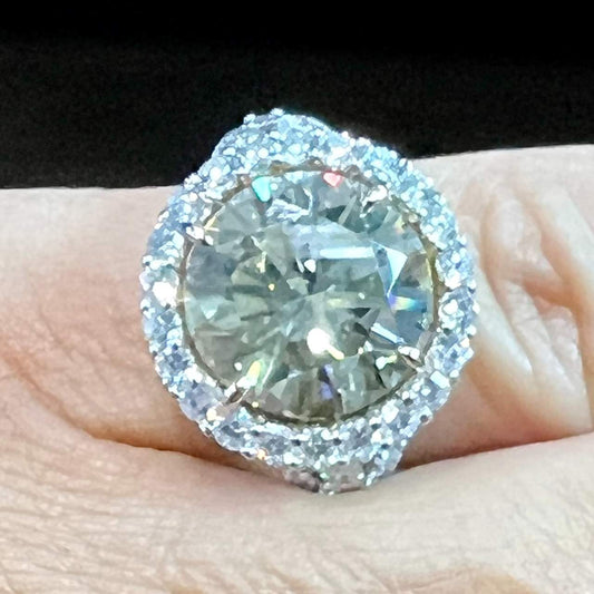 Post-1980s 18KT White & Yellow Gold Fancy Yellow Diamond Ring worn on finger