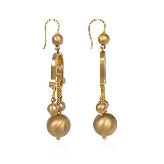 Victorian 14KT Yellow Gold Girandole Earrings side