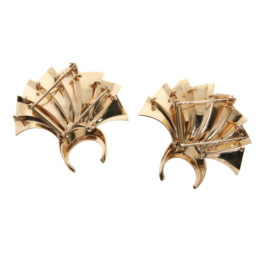 Trabert & Hoeffer Mauboussin 1950s 18KT Yellow Gold Brooches back