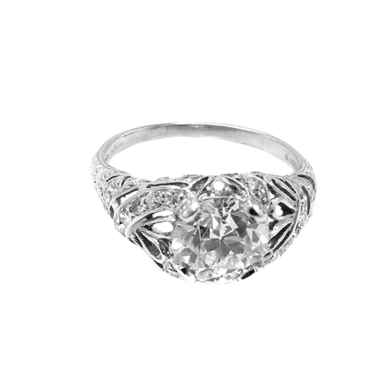 Art Deco Platinum Diamond Ring front