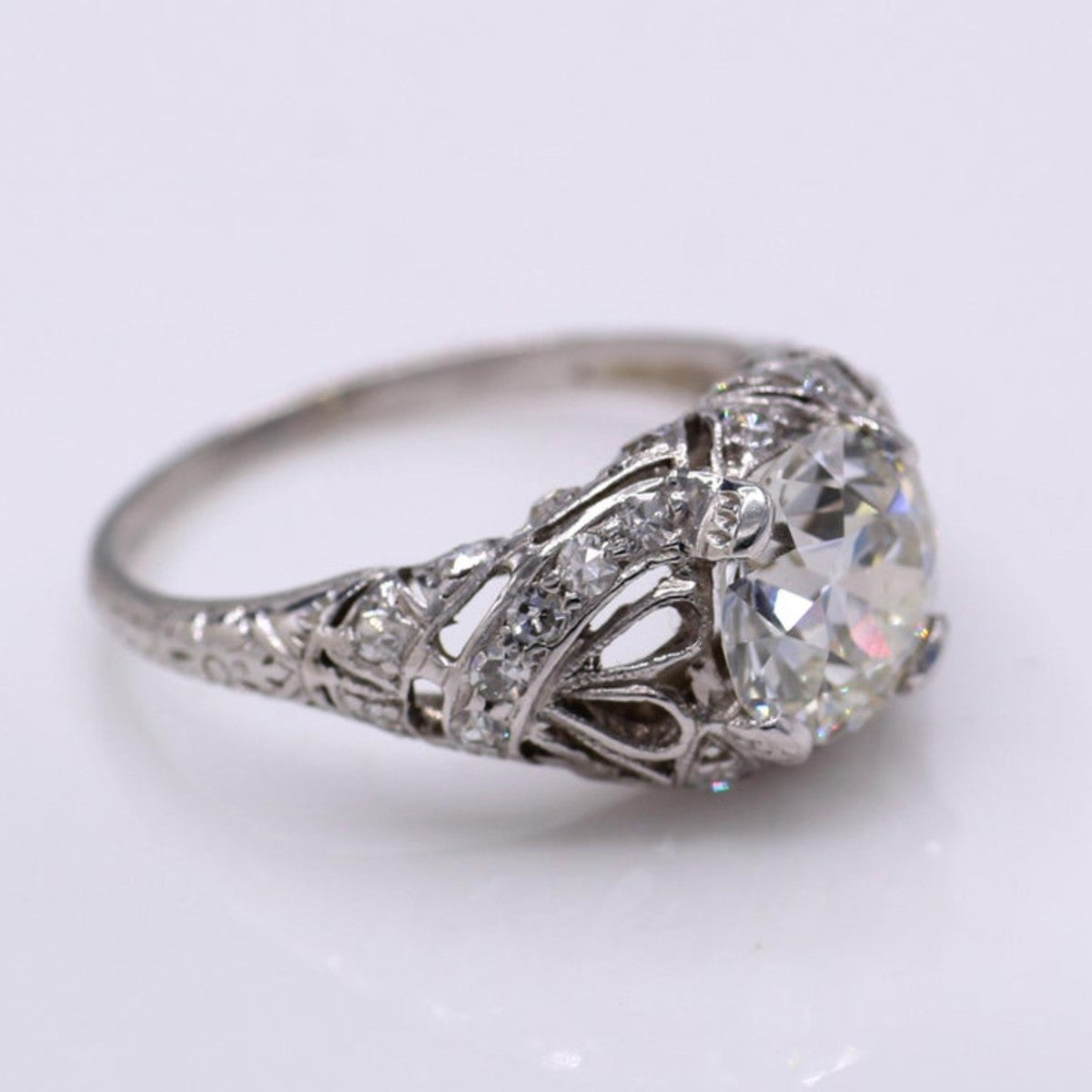 Art Deco Platinum Diamond Ring side