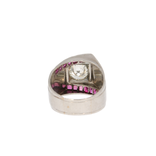 1930s Platinum Diamond & Ruby Ring back