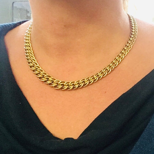 Post-1980s 14KT Yellow Gold Necklace worn on neck
