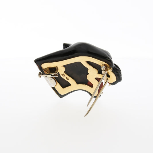 Italian 1980s Labradorite & Diamond Panther Brooch back