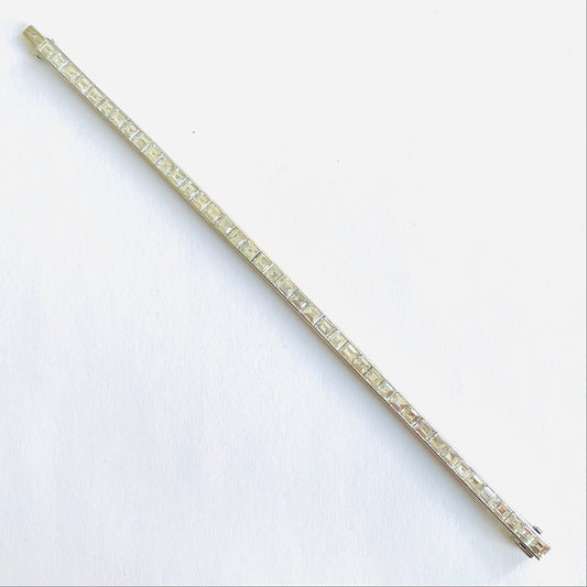 1980s Platinum Diamond Line Bracelet front