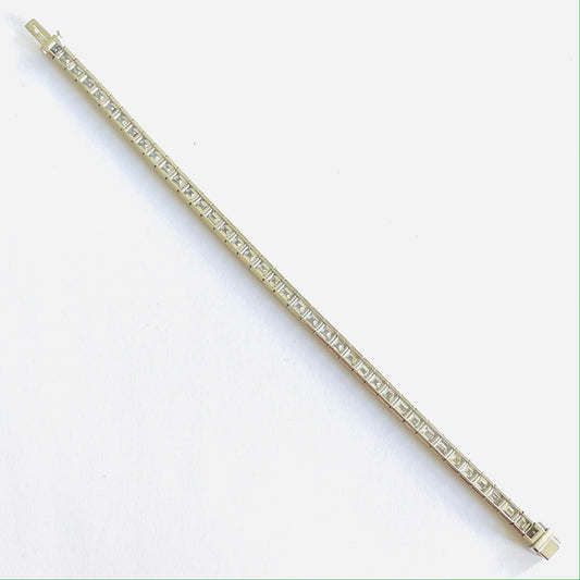 1980s Platinum Diamond Line Bracelet back