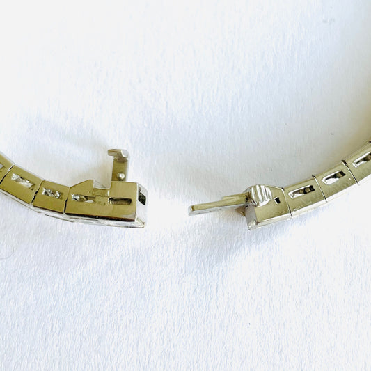 1980s Platinum Diamond Line Bracelet clasp