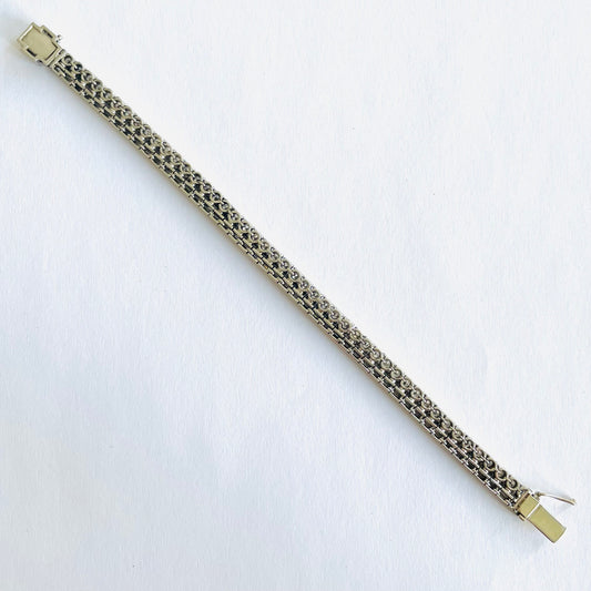 French 1960s Platinum & 18KT white Gold Diamond Bracelet back