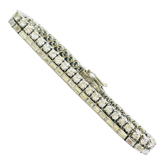 French 1960s Platinum & 18KT white Gold Diamond Bracelet front