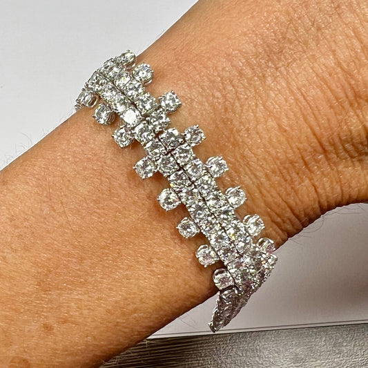 Calderoni Post-1980s Platinum Diamond Bracelet worn on wrist