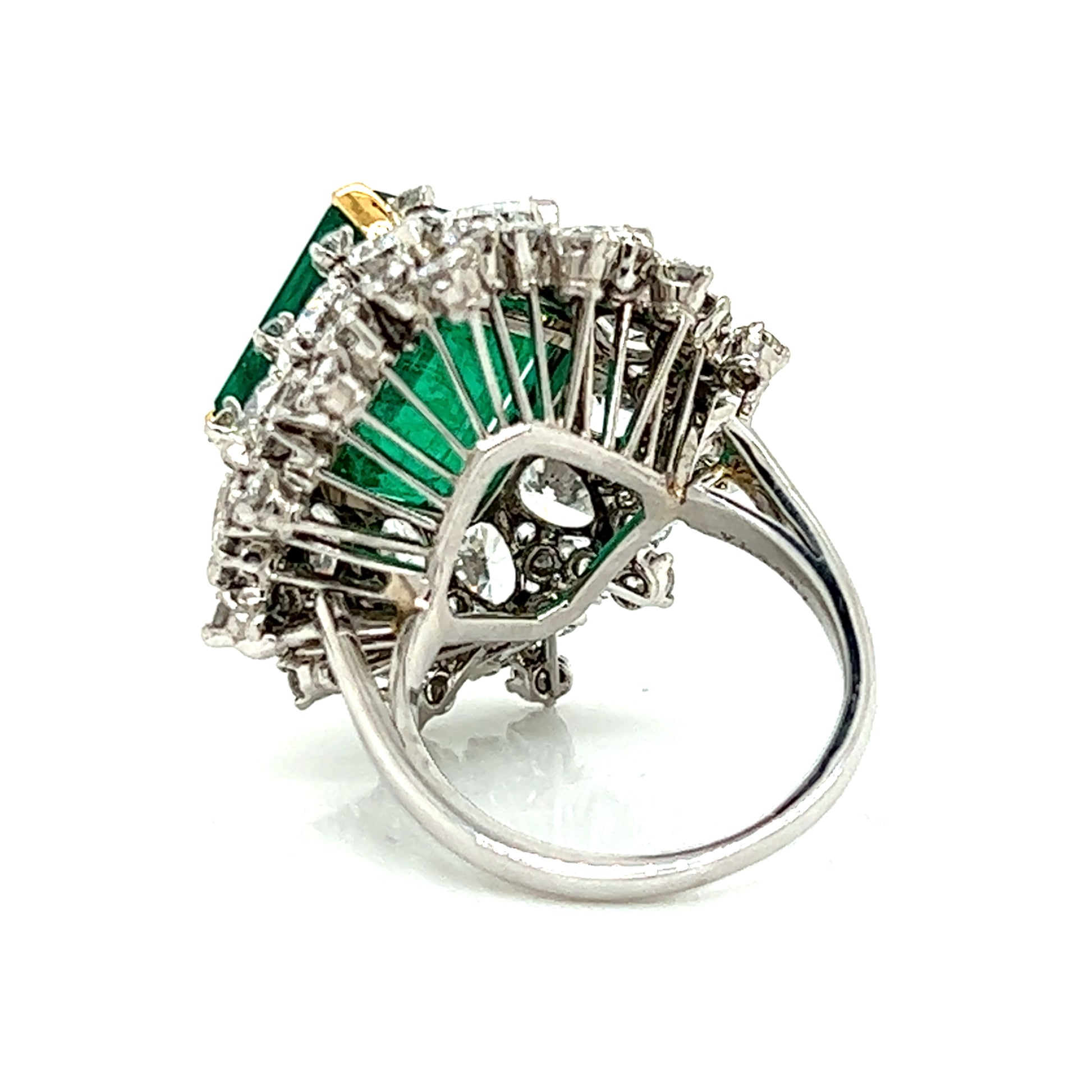 Bulgari 1960s Platinum Emerald Diamond Ring - Main Image