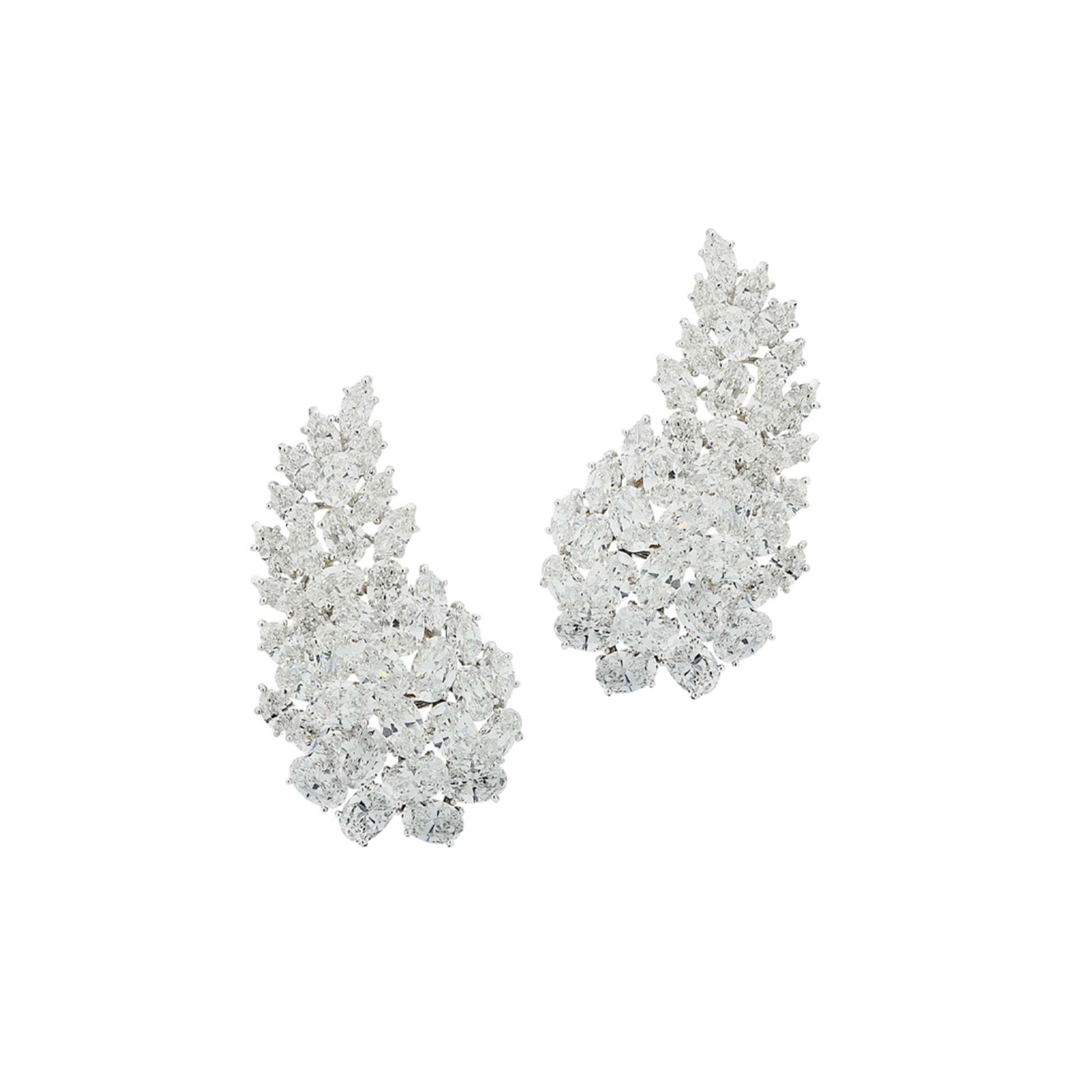 Hammerman Brothers 1970s Platinum Diamond Earrings front