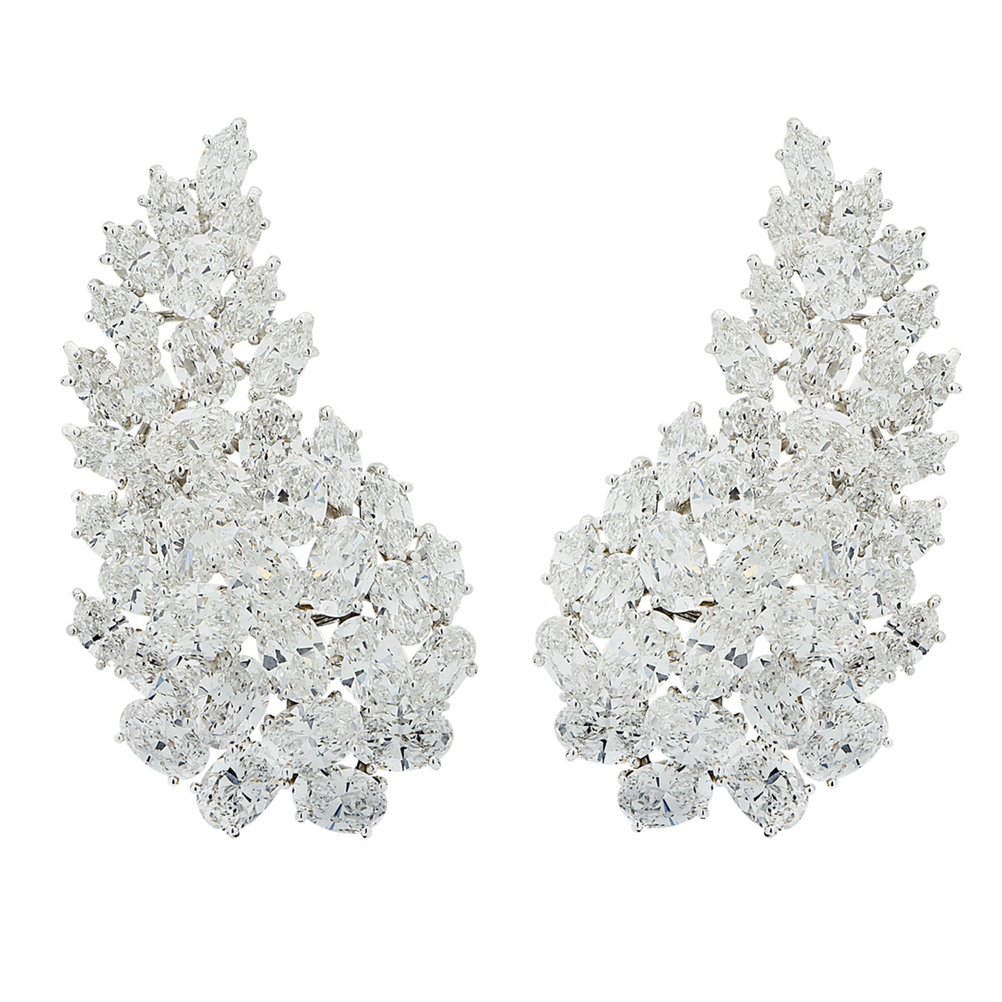 Hammerman Brothers 1970s Platinum Diamond Earrings front