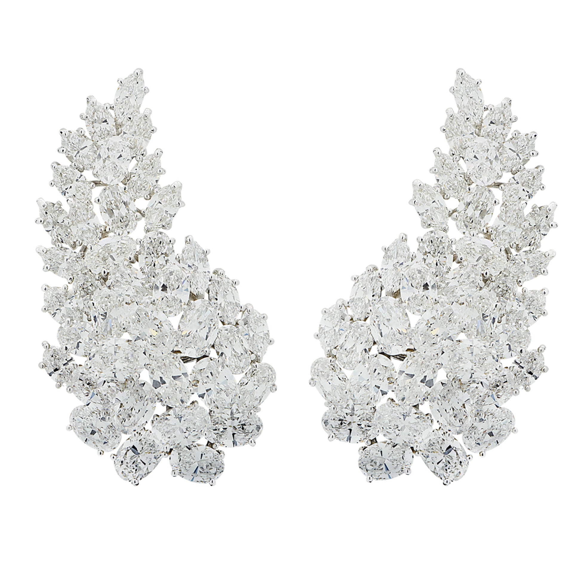 Hammerman Brothers 1970s Platinum Diamond Earrings front