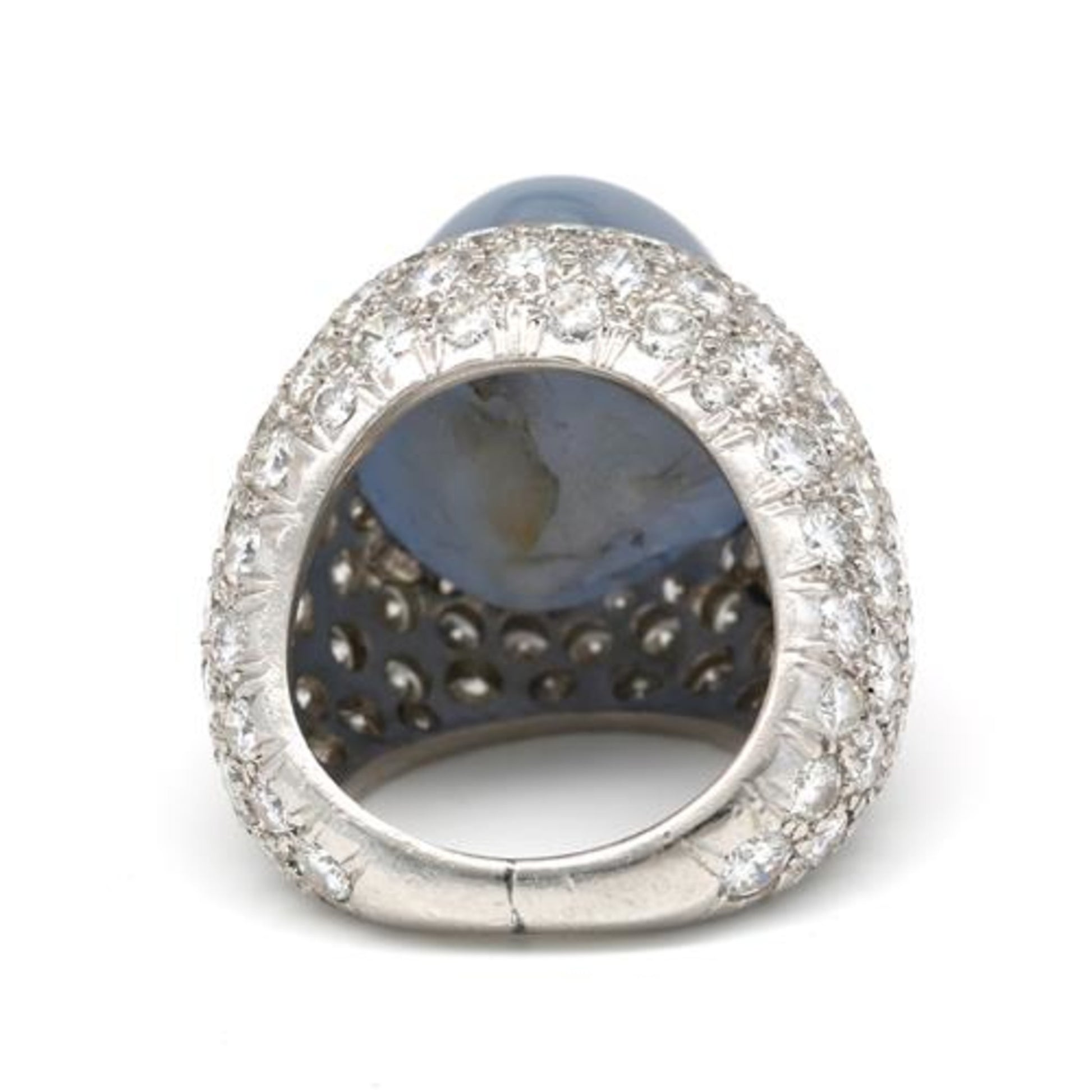 Post-1980s Platinum Star Sapphire & Diamond Ring back