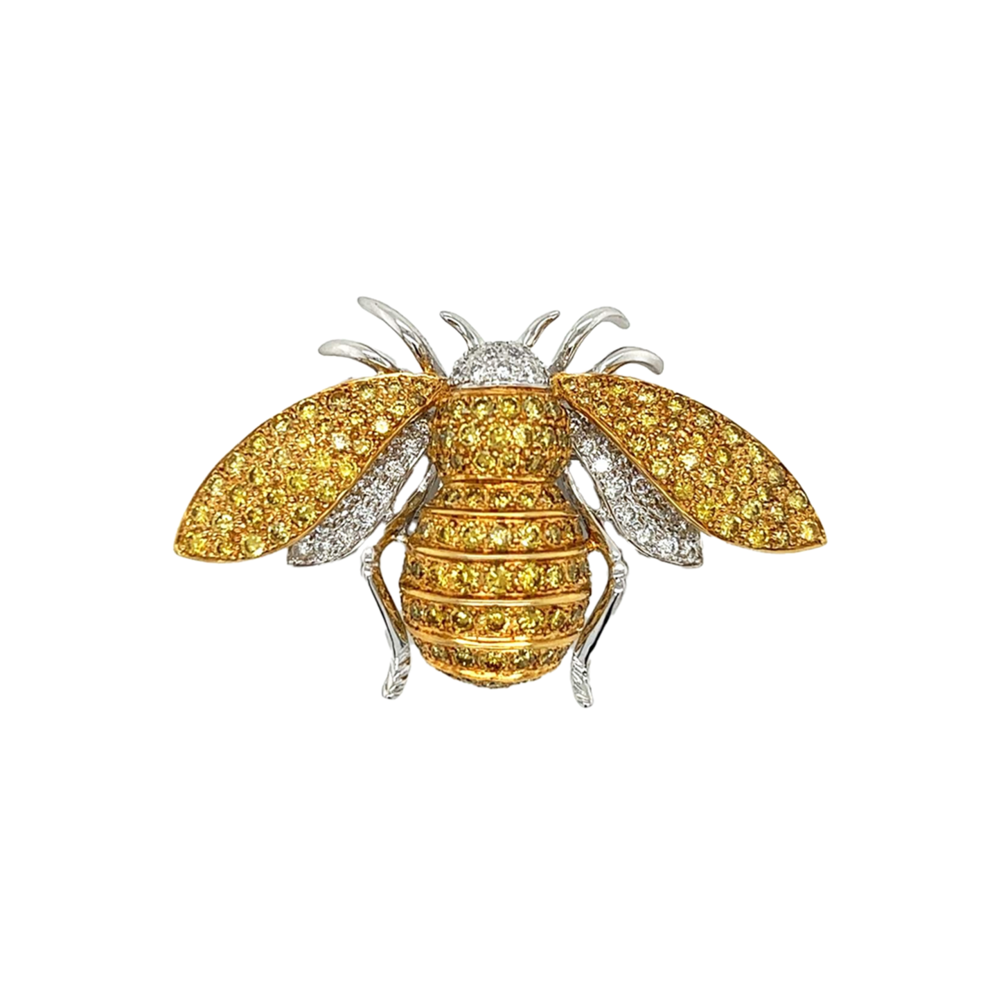 Post-1980s 18KT Yellow & White Gold Diamond Bumble Bee Brooch front