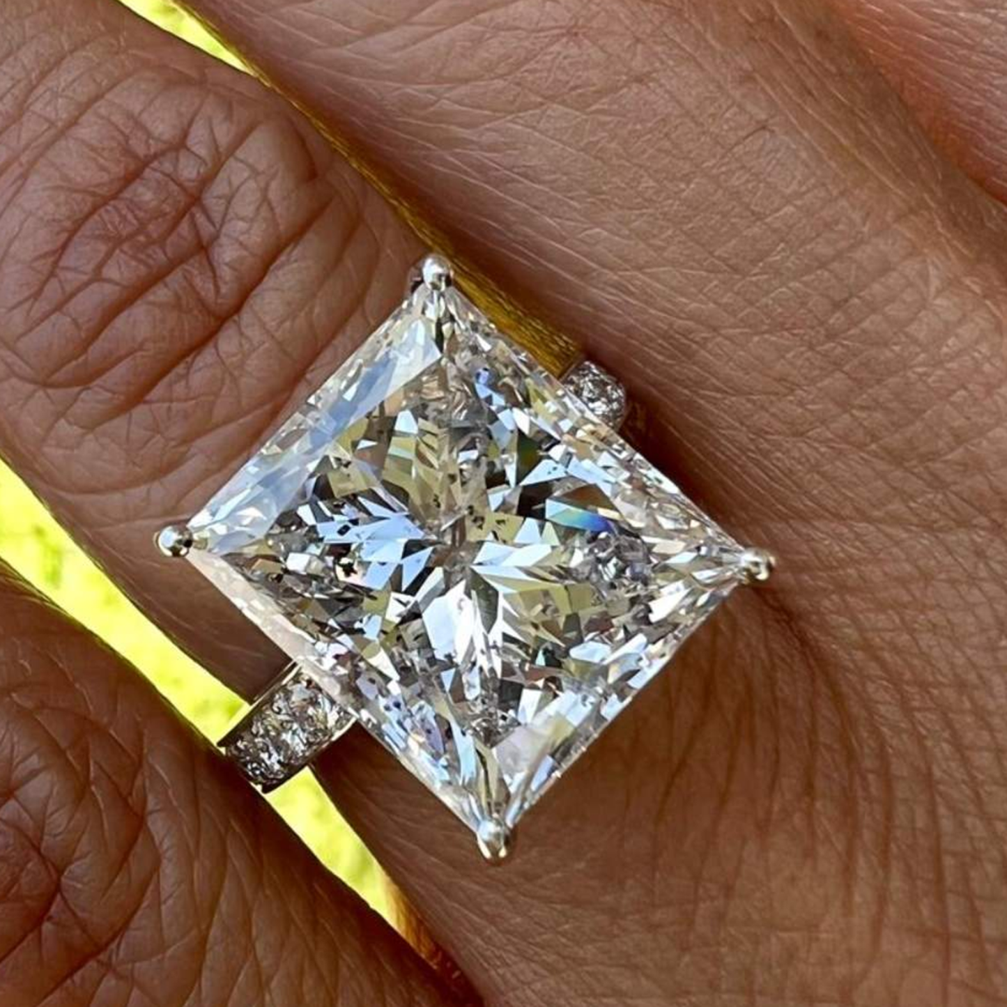 Post-1980s Platinum Diamond Ring worn on finger