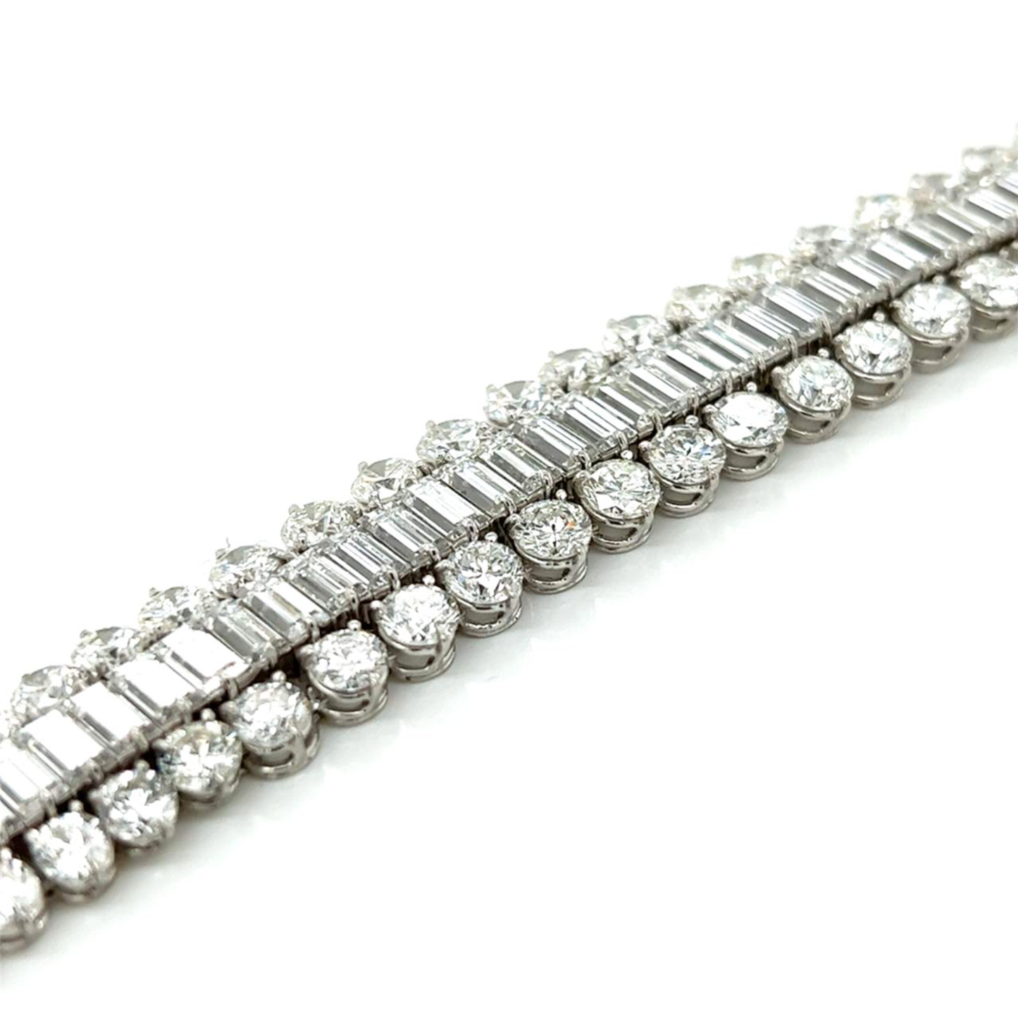 1980s Platinum Diamond Bracelet laid out front