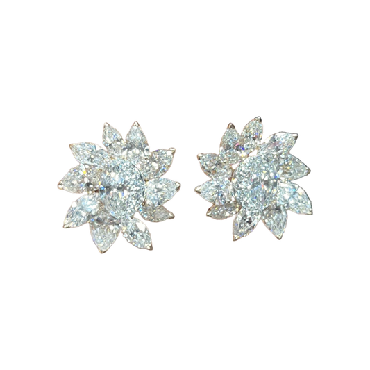 Post-1980s 18KT Yellow Gold Diamond Earrings front