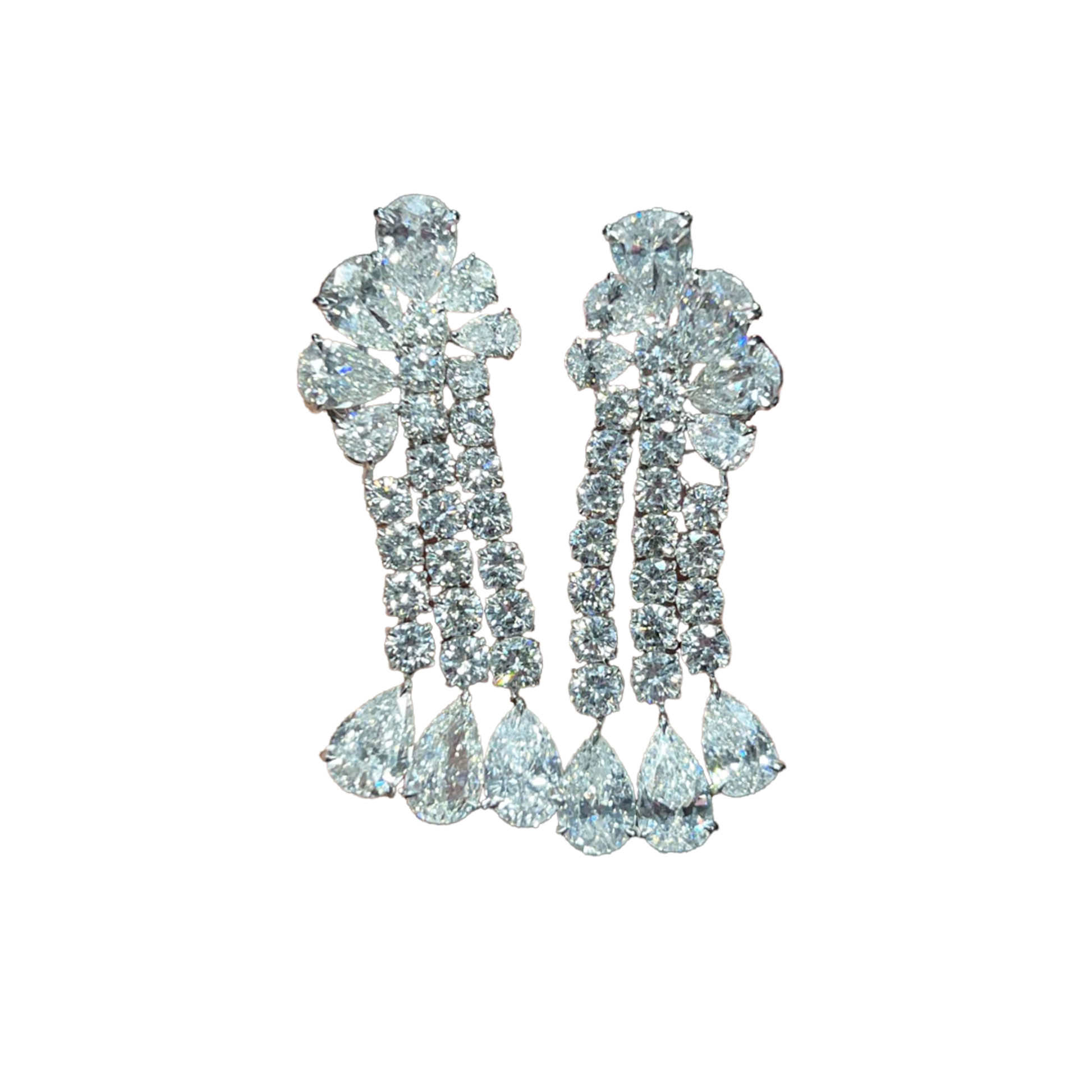 Post-1980s Platinum Diamond Earrings front