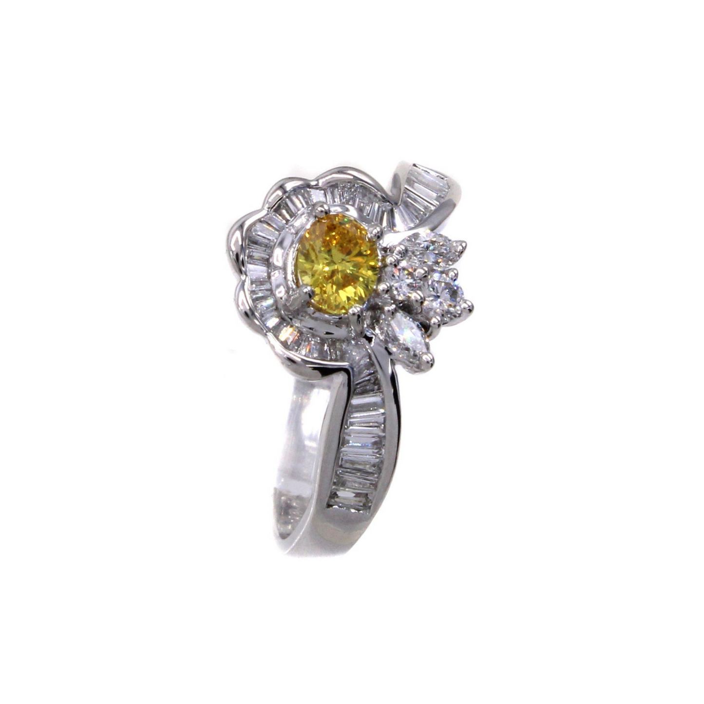 Post-1980s Platinum Fancy Vivid Orange-Yellow Diamond Ring side