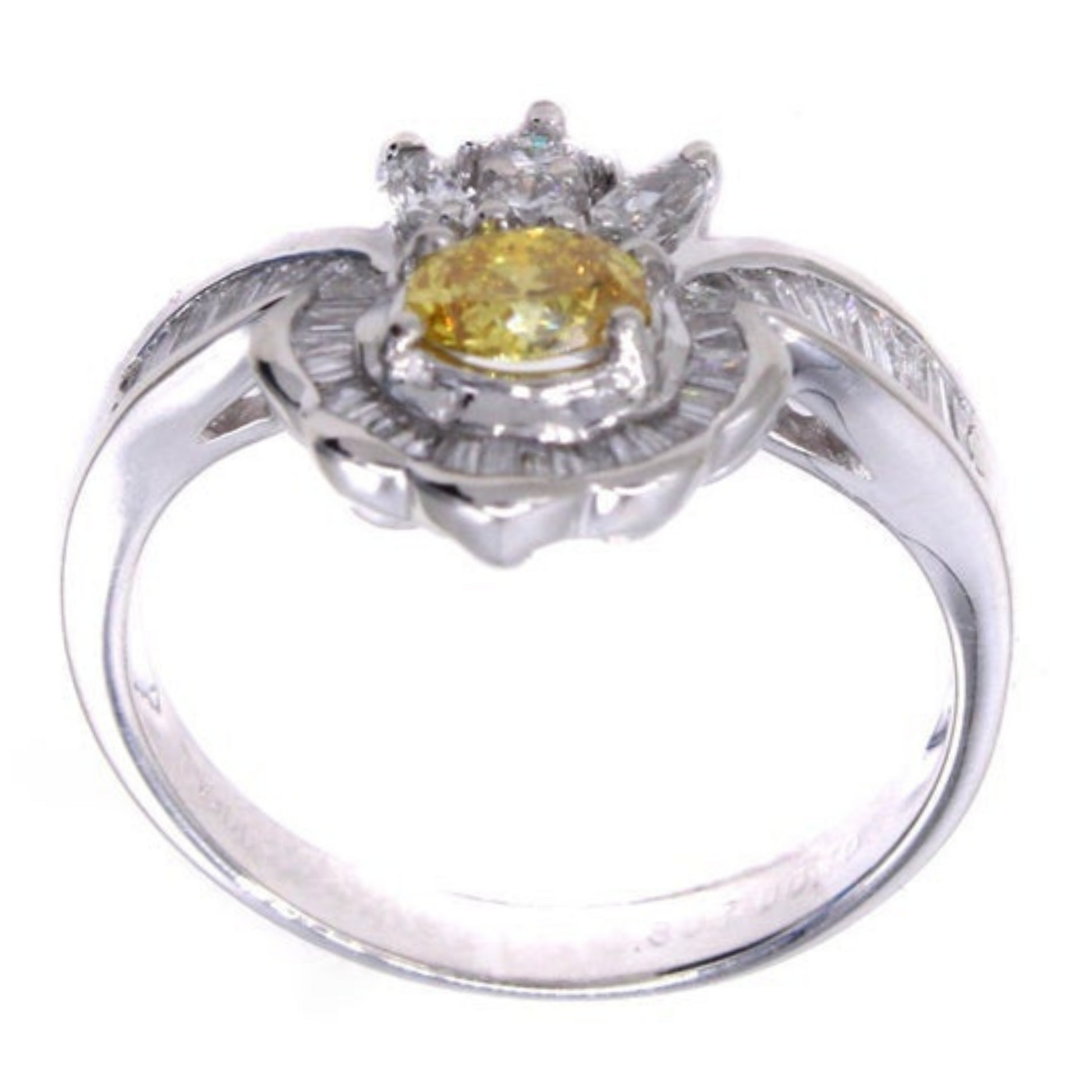 Post-1980s Platinum Fancy Vivid Orange-Yellow Diamond Ring profile