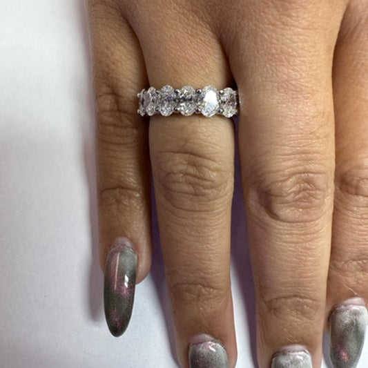 Post-1980s Platinum Diamond Ring worn on finger