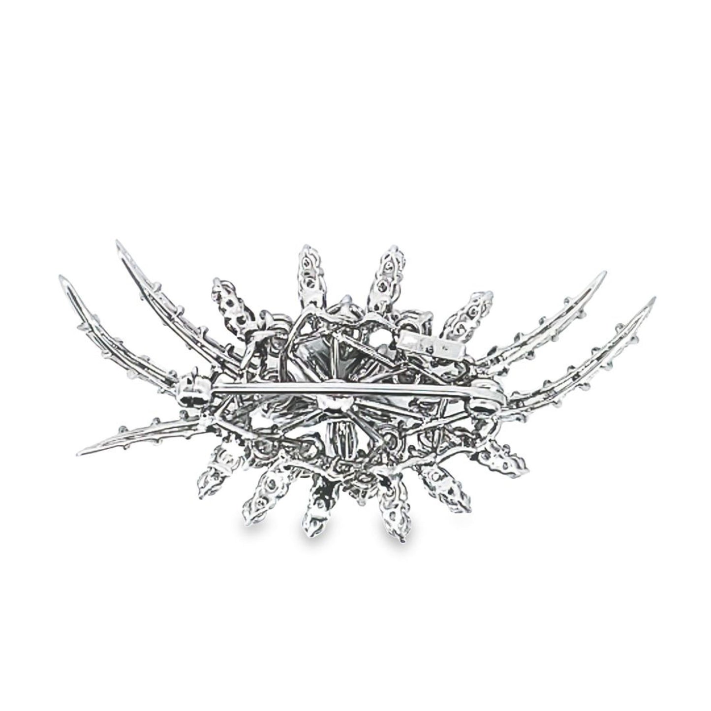 1970s 14KT White Gold Diamond Brooch back