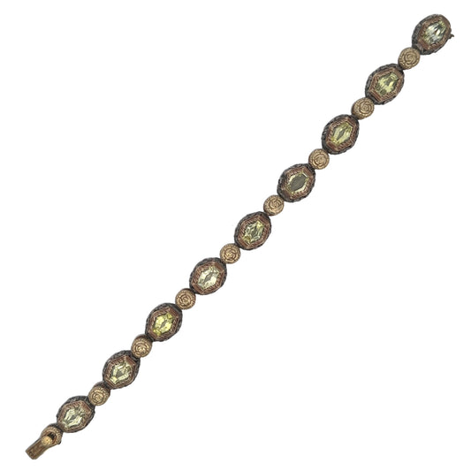 Italian 1970s 18KT Yellow Gold Chrysoberyl Bracelet front