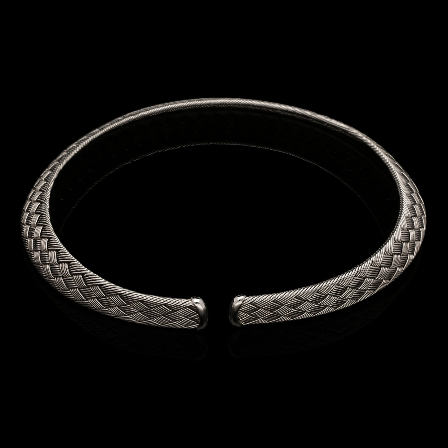 Hermes French Post-1980s 18KT White Gold Woven Torque Necklace back