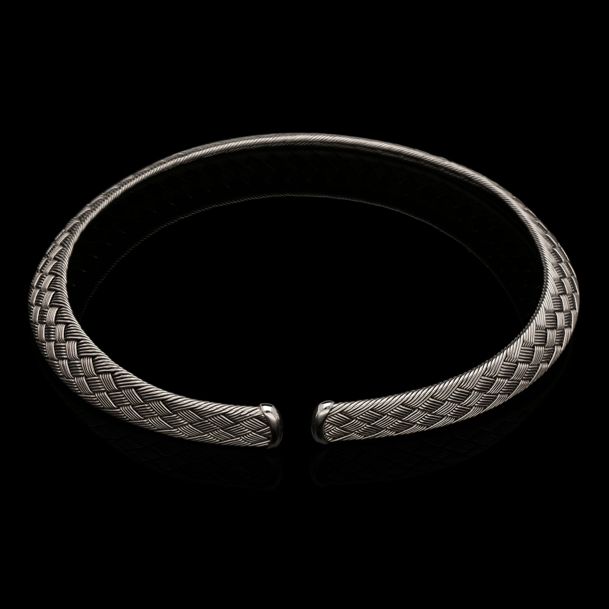 Hermes French Post-1980s 18KT White Gold Woven Torque Necklace back