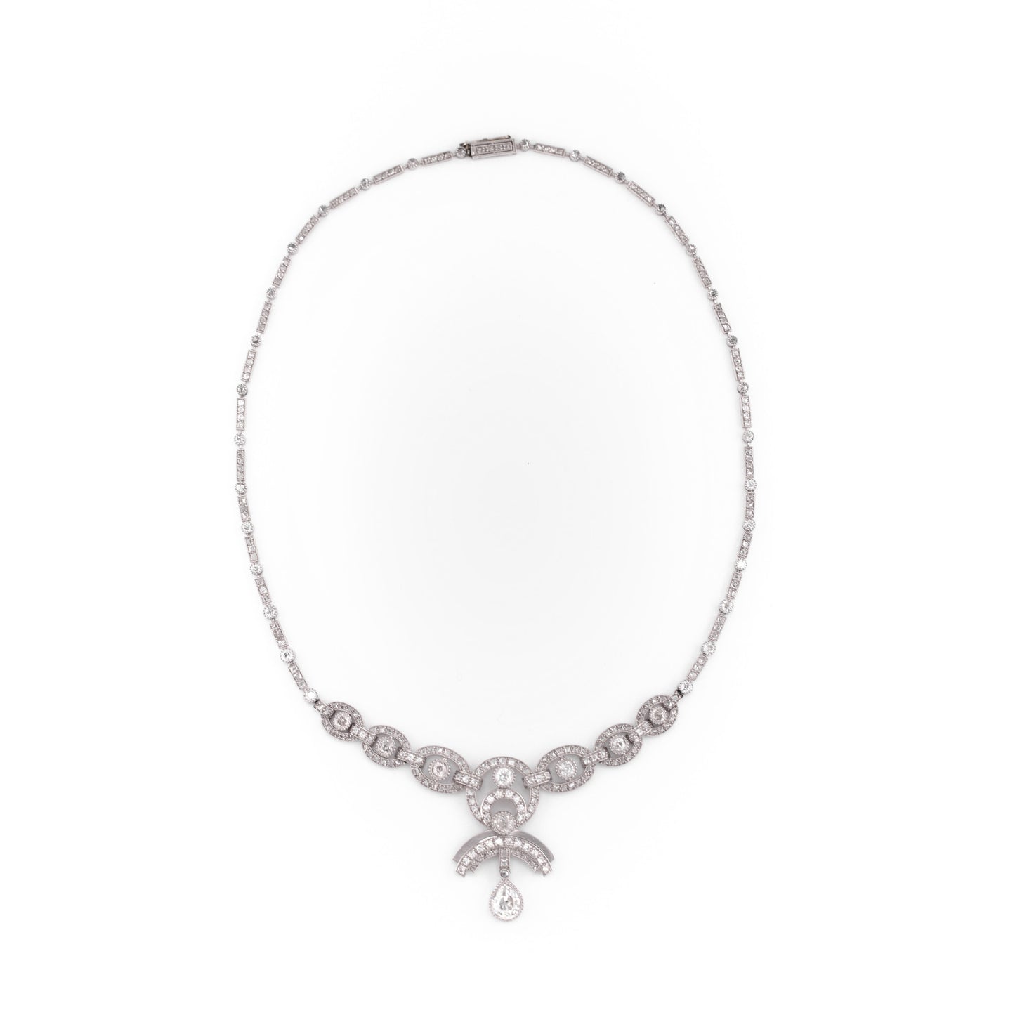 1950s Platinum Diamond Necklace front